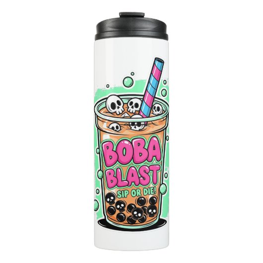 Boba Blast – Sip or Die! Thermal Tumbler Thermosbeker (Voorkant)