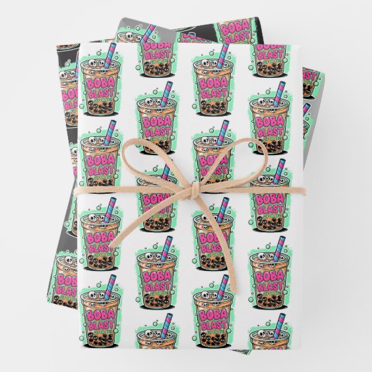 Boba Blast – Wrapping Paper Flat Sheet Set of 3 (In situ)