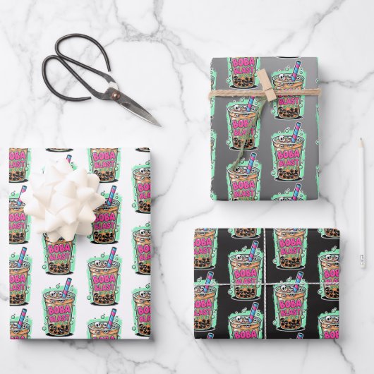 Boba Blast – Wrapping Paper Flat Sheet Set of 3 (Voorkant)