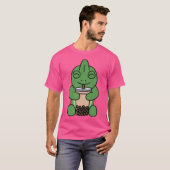 Boba Bubble Milk Tea Chameleon Pet T-shirt (Voorkant volledig)
