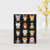 Boba Bubble Milk Tea Chinese Zodiacs Animal Lunar  Kaart (Gele Bloem)