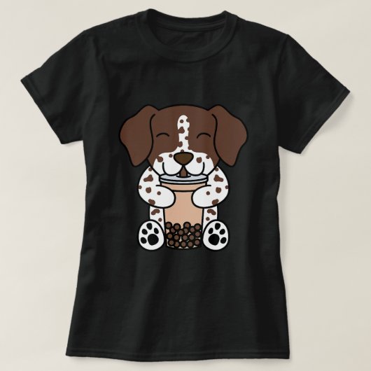 Boba Bubble Milk Tea German Shorthaired Pointer do T-shirt (Design voorkant)