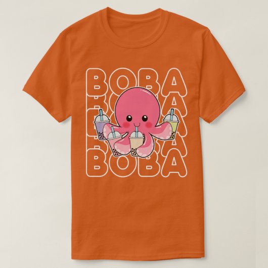 Boba Bubble Milk Tea Kawaii Octopus Pink Tiener Gi T-shirt (Design voorkant)