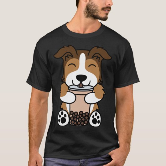 Boba Bubble Milk Tea Shetland Sheepdog T-shirt (Voorkant)
