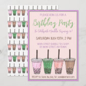 Boba Bubble Tapioca paearl Milk Tea Birthday Party Kaart (Voorkant / Achterkant)