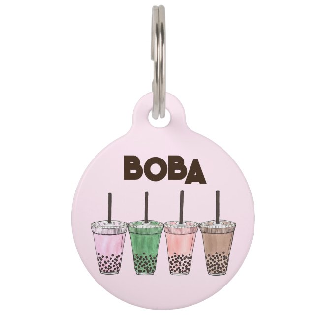 Boba Bubble Tapioca Pearl Milk Tea Drink Foodie Huisdierpenning (Voorkant)
