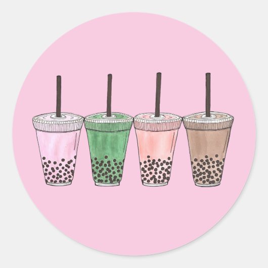 Boba Bubble Tapioca Pearl Milk Tea Drink Foodie Ronde Sticker (Voorkant)