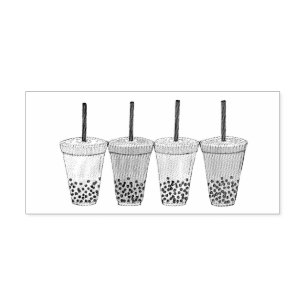 Boba Bubble Tapioca Pearl Milk Tea Drink Foodie Rubberstempel