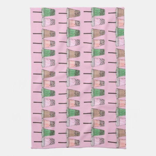 Boba Bubble Tapioca Pearl Milk Tea Drink Theedoek (Verticaal)