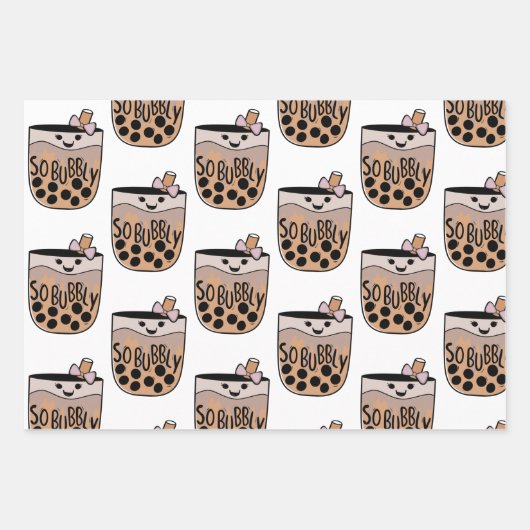 Boba Bubble Tea Cute and Funny Inpakpapier Vel (Voorkant 2)