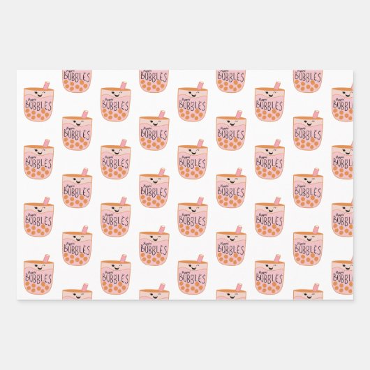 Boba Bubble Tea Cute and Funny Inpakpapier Vel (Voorkant)