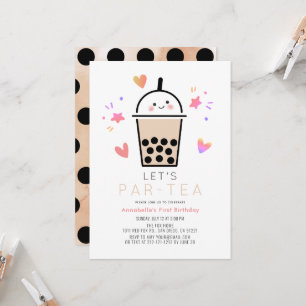 Boba Bubble Tea Feestje Par-tea 1e Verjaardag Kaart