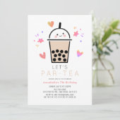 Boba Bubble Tea Feestje Par-tea Kinderverjaardag Kaart (Staand voorkant)