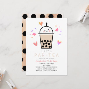 Boba Bubble Tea Feestje Par-tea Kinderverjaardag Kaart