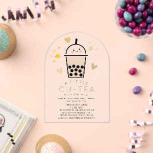 Boba Bubble Tea Geslachtsneutrale Baby Shower Acryl Uitnodigingen