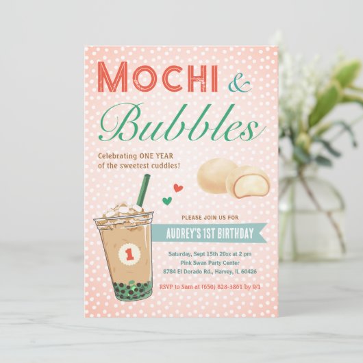 Boba Bubble Tea Ice Cream Eerste Kids Verjaardag K Kaart (Staand voorkant)