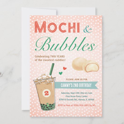 Boba Bubble Tea Ijs Tweede 2de Kinderverjaardag Kaart (Voorkant)