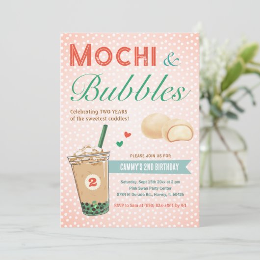 Boba Bubble Tea Ijs Tweede 2de Kinderverjaardag Kaart (Staand voorkant)