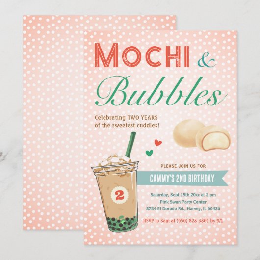 Boba Bubble Tea Ijs Tweede 2de Kinderverjaardag Kaart (Voorkant / Achterkant)