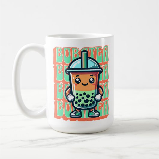 Boba Bubble Tea Kawaii Schattigee Cartoon Koffiemok (Links)