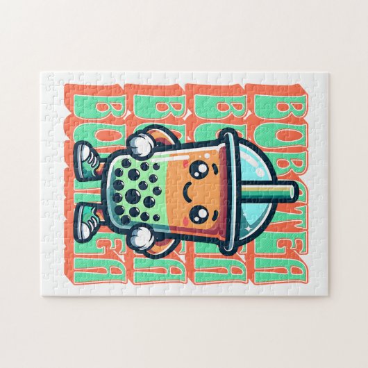 Boba Bubble Tea Kawaii Schattigee Cartoon Legpuzzel (Horizontaal)