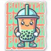 Boba Bubble Tea Kawaii Schattigee Cartoon Sticker (Voorkant)