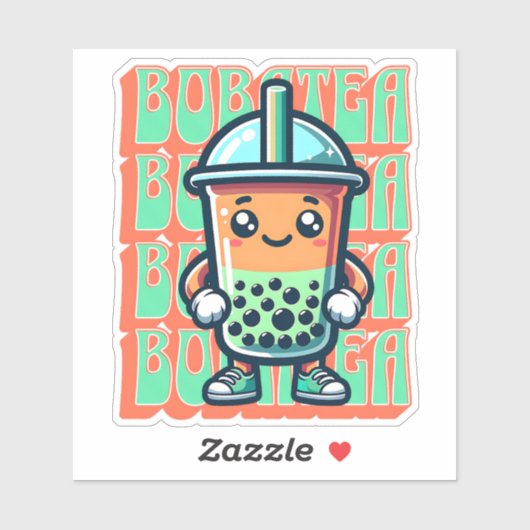Boba Bubble Tea Kawaii Schattigee Cartoon Sticker (Vel)