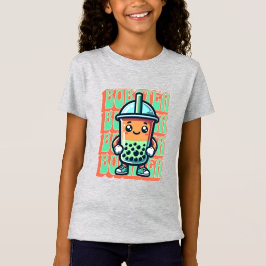 Boba Bubble Tea Kawaii Schattigee Cartoon T-shirt (Voorkant)