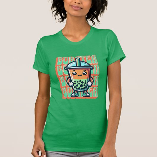 Boba Bubble Tea Kawaii Schattigee Cartoon T-shirt (Voorkant)