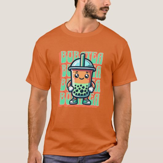Boba Bubble Tea Kawaii Schattigee Cartoon T-shirt (Voorkant)