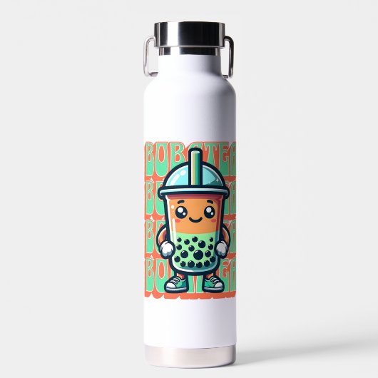 Boba Bubble Tea Kawaii Schattigee Cartoon Waterfles (Voorkant)