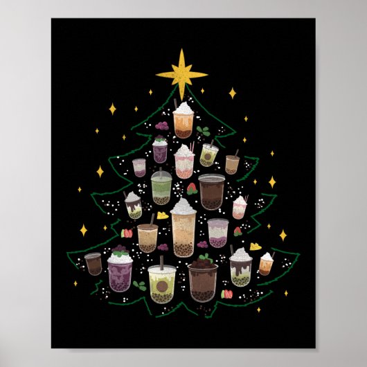 Boba Bubble Tea kerstboom Poster (Voorkant)
