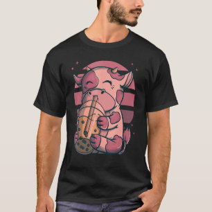 Boba Bubble Tea Koeien Pink Sunset T-shirt