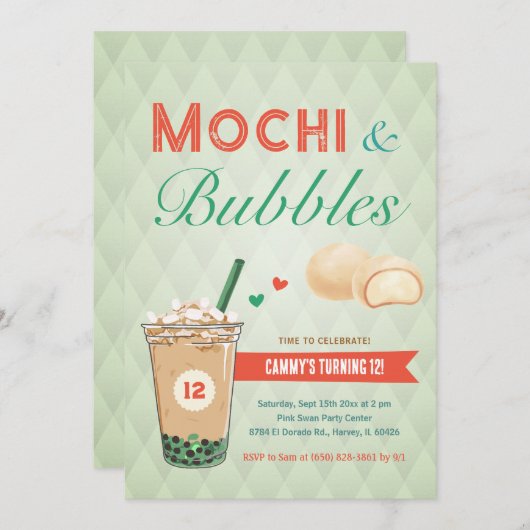 Boba Bubble Tea Mochi Sweet Kinder Tiener Meisje T Kaart (Voorkant / Achterkant)