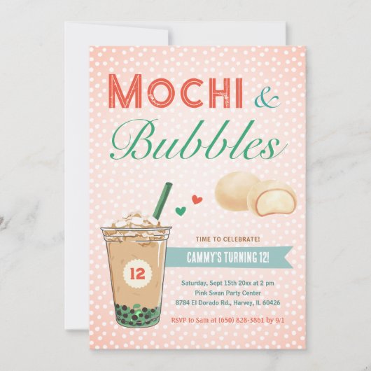 Boba Bubble Tea Mochi Sweet Kinder Tiener Meisje T Kaart (Voorkant)