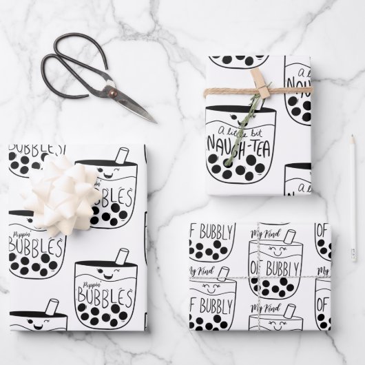 Boba Bubble Tea Naughty Bachelorette Inpakpapier Vel (Voorkant)