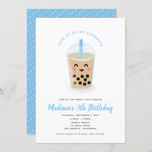 Boba Bubble Tea Party Invitation Kaart