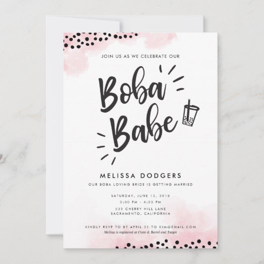Boba Bubble Tea Party Invitation Kaart (Voorkant)