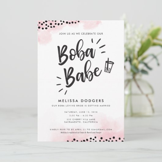 Boba Bubble Tea Party Invitation Kaart (Staand voorkant)