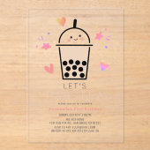Boba Bubble Tea Party Par-tea 1st Birthday Acryl Uitnodigingen (Voorkant)