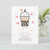 Boba Bubble Tea Party Par-tea 1st Birthday Kaart (Staand voorkant)
