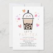 Boba Bubble Tea Party Par-tea Kid's Birthday Kaart (Voorkant)
