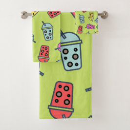 Boba Bubble Tea Pattern Bad Handdoek