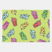 Boba Bubble Tea Pattern Inpakpapier Vel (Voorkant 3)