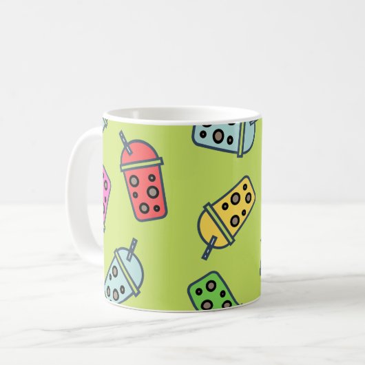 Boba Bubble Tea Pattern Koffiemok (Voorkant links)