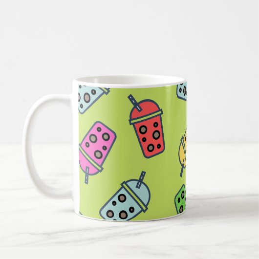 Boba Bubble Tea Pattern Koffiemok (Links)