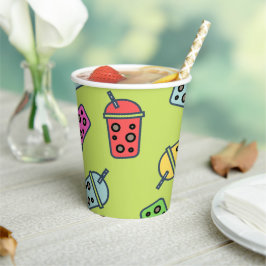 Boba Bubble Tea Pattern Papieren Bekers