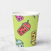 Boba Bubble Tea Pattern Papieren Bekers (Achterkant)