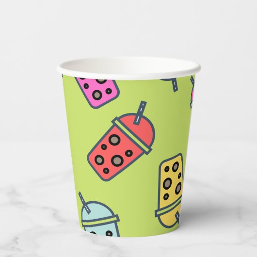Boba Bubble Tea Pattern Papieren Bekers (Achterkant)
