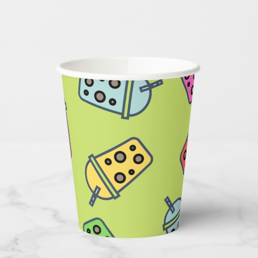 Boba Bubble Tea Pattern Papieren Bekers (Links)